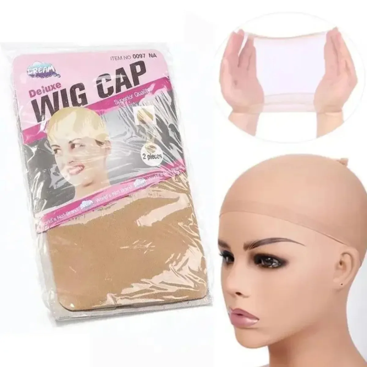 1 Set 2Pcs Natural Beige Wig Caps, Soft Breathable Comfort Liner for Women