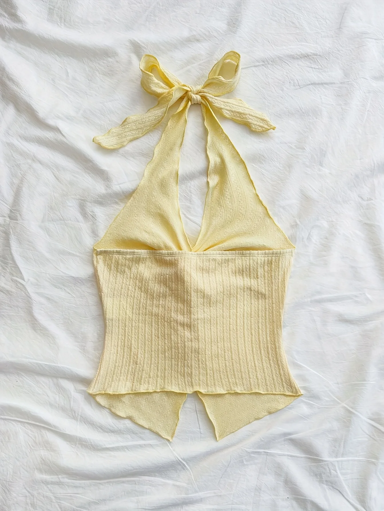 Frühlings- und Sommermode: Neue elegante, einfarbige, vielseitige Neckholder-Weste als Einzelstück – Detail 2