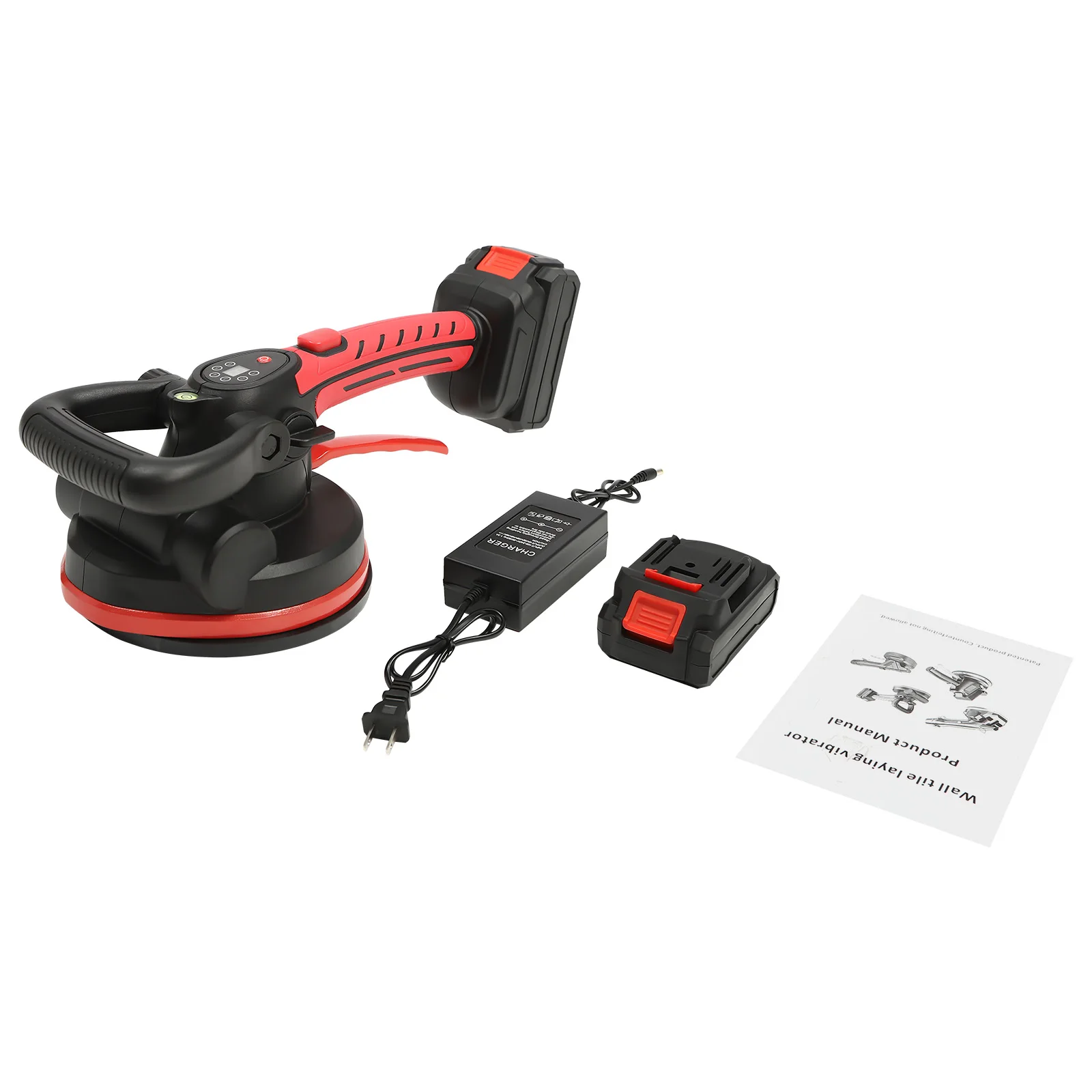 V11-1 85Wタイル振動ツール、LCDスクリーン付きハンドヘルドタイル敷設機、23000RPM、リチウム電池搭載、18cm吸盤付き