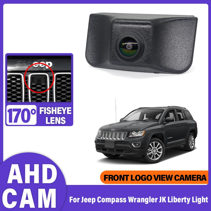 Vehicle Car Camera 170° Waterproof AHD 1080P Fisheye Lens Front Logo View Camera For Jeep Compass Wrangler JK Liberty Light