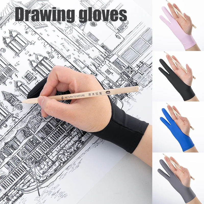 1Pcs Artists Painting Gloves Right And Left Hand Drawing Gloves Soft One-finger Single Layer Two Fingers Anti-fouling Gloves