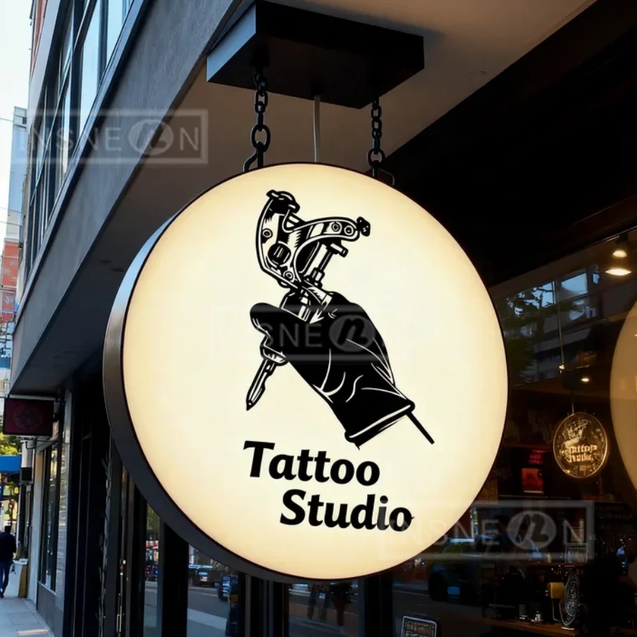 Tattoo Studio Custom LED Acrylic Lightbox Advertising Business Shop Sign Outdoor Illuminated Decoration Aluminum Frame Light Box