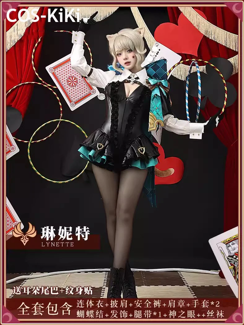 COS-KiKi Genshin Impact Lynette Magician Assistant Game Suit Gorgeous Cosplay Costume Halloween Party Role Play Outfit Women