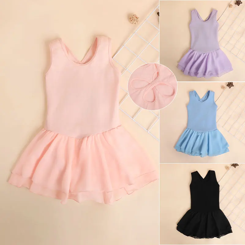 Girls Ballet Dress Ballet Skirted Leotard Camisole Dress for Toddlers Kids Leotard Hollow Crisscross Back Dance Dress