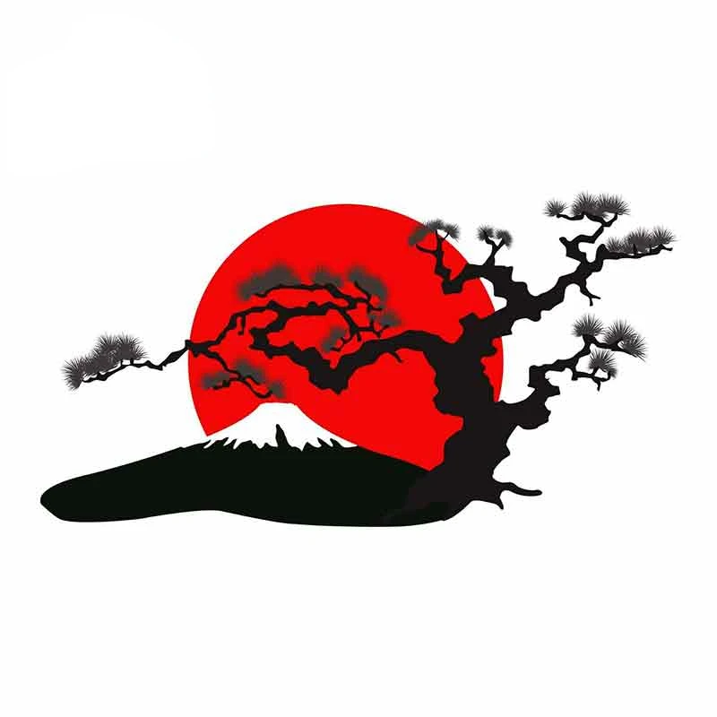 Jpct Japanese landscape silhouette cartoon decal for minibus, trunk, bumper waterproof sticker maximum size 13cm