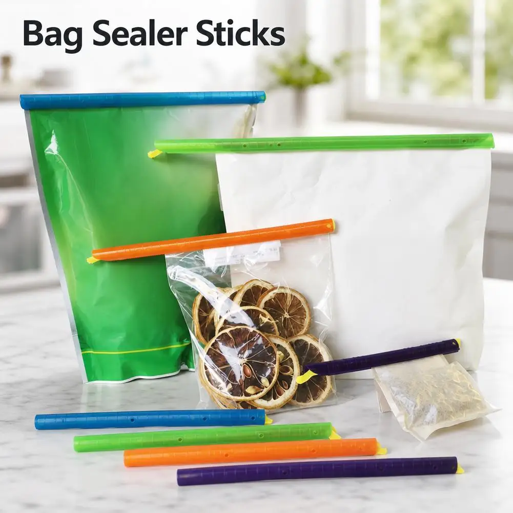 1-20pcs Food Sealing Clips Snack Bag Sealer Reusable Closure Sticks Kitchen Fresh Keeping Clamp Rod Food Saver Storege Organizer