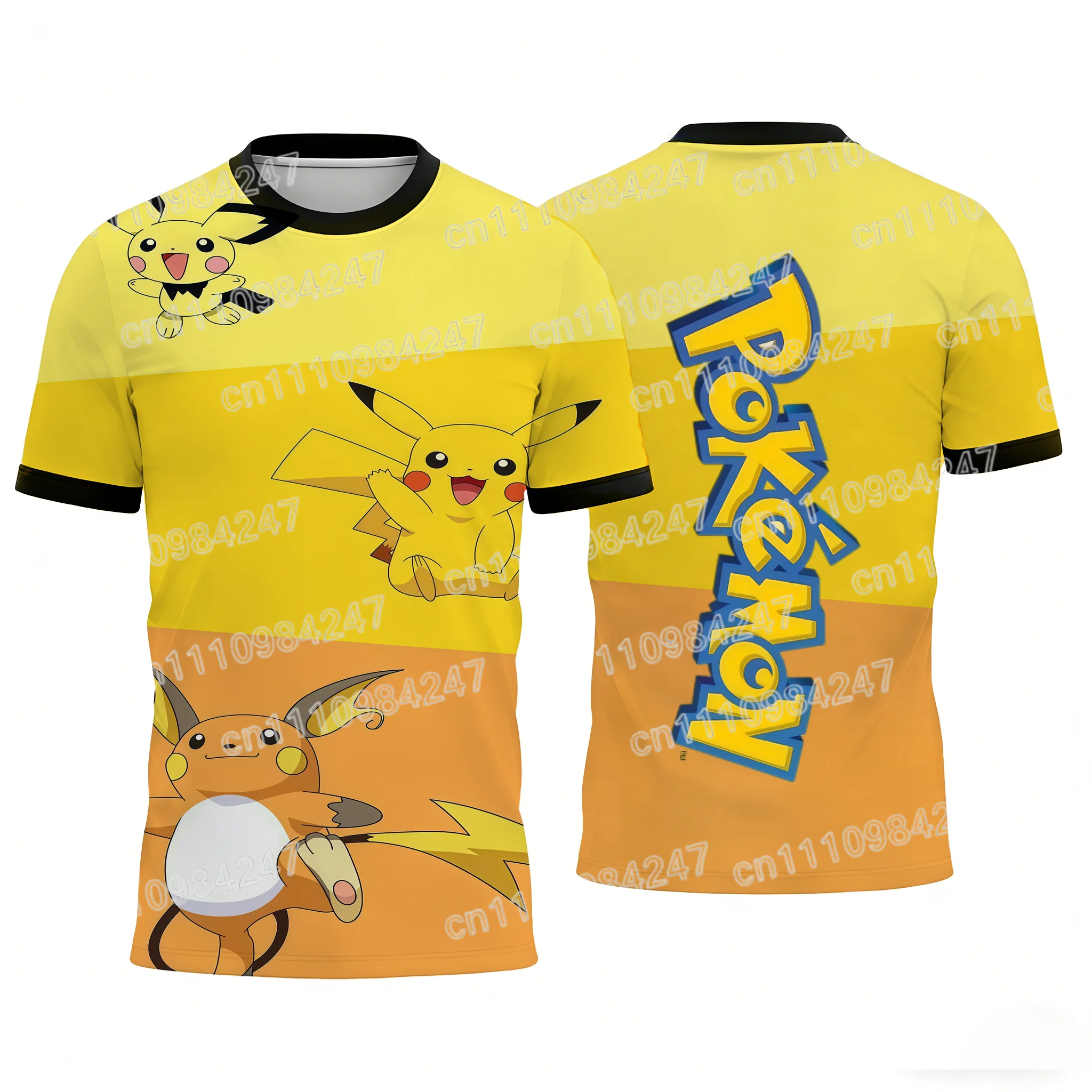 2026 New Pokemon Pikachu Pichu Raichu T-Shirts Casual Short Sleeve Tees Unisex Parent-Child Couple Tops Summer Streetwear Sports