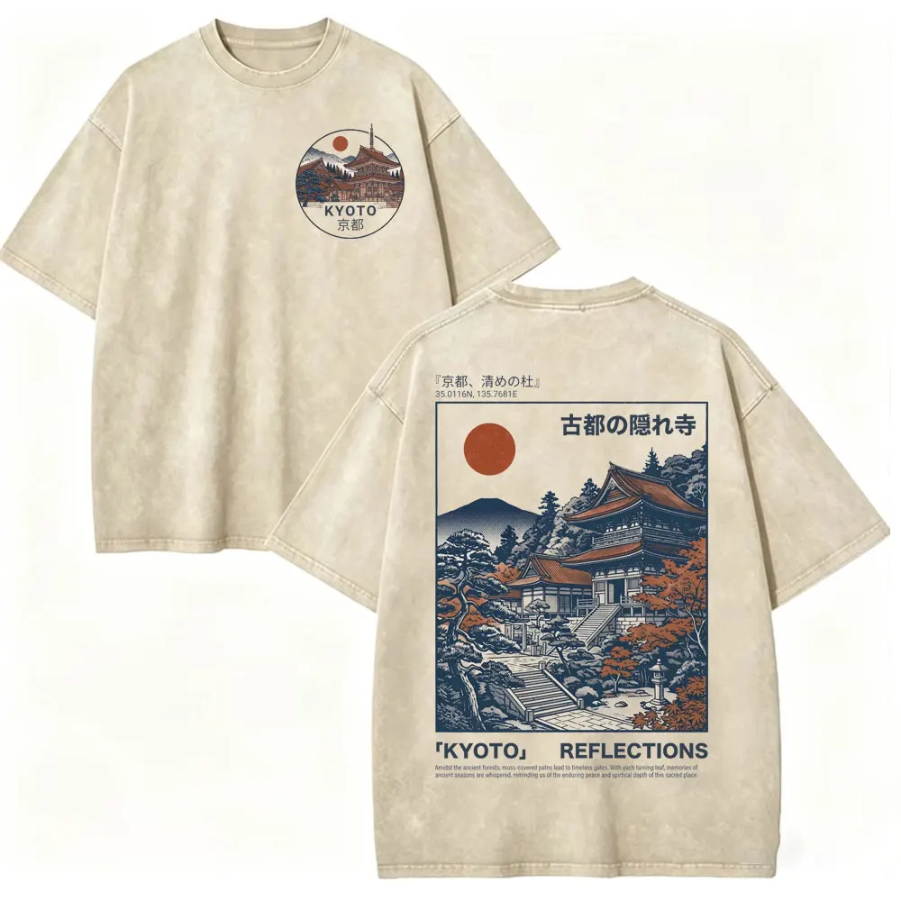 Vintage Washed Japanese Style Harajuku T-shirt Men Women Casual Fashion Oversized T Shirt Summer 100%cotton Streetwear T-shirts