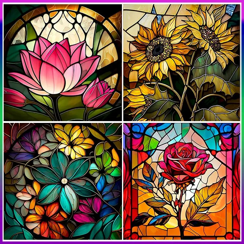 

CHENISTORY 5D DIY Diamond Painting Flowers Cross Stitch Kit Diamond Embroidery For Adults Children Home Decor Handmade Gift