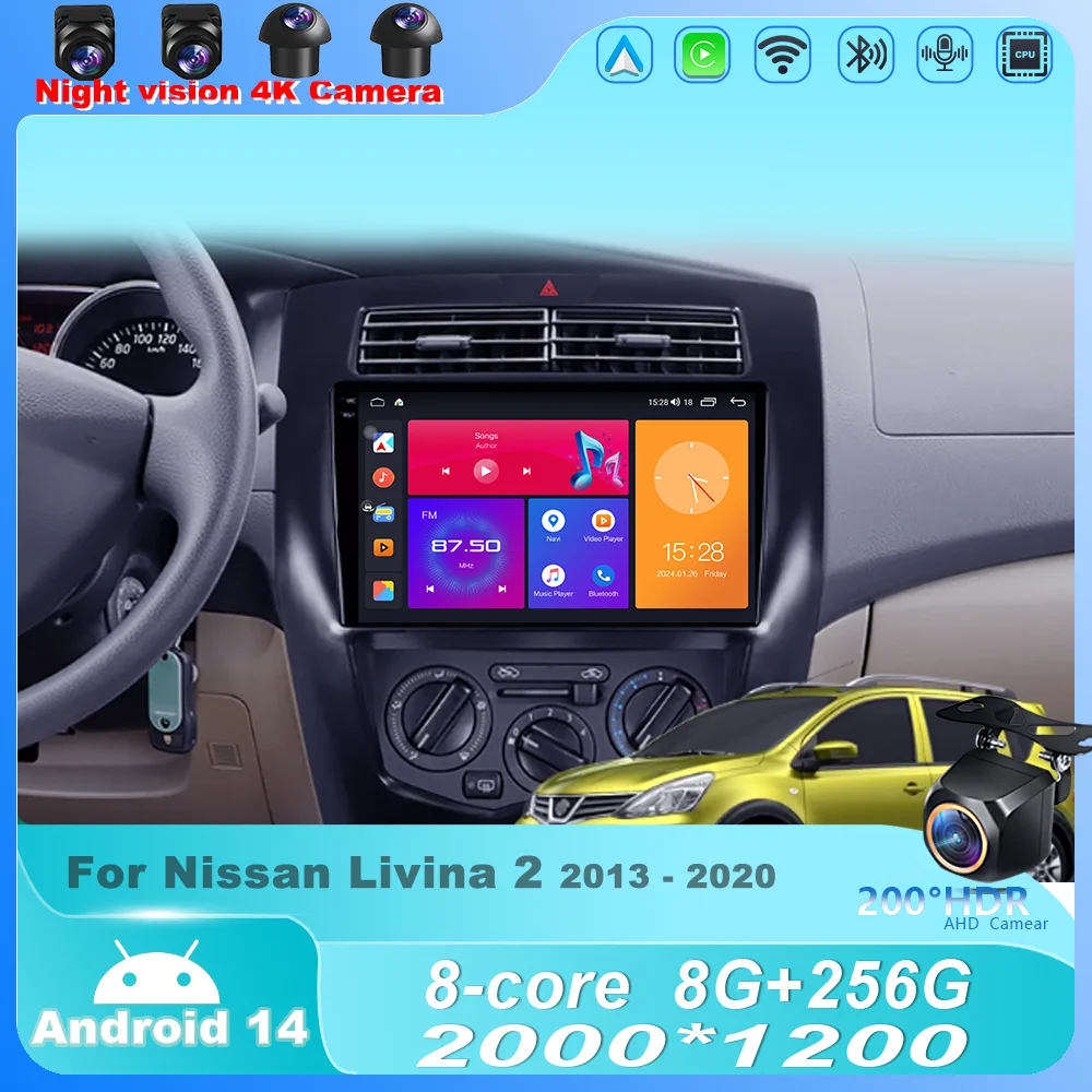 

Car Radio For Nissan Livina 2 2013 - 2020 Android 14 accessory Multimedia Video Player GPS Navigation Carplay QLED Screen 4G DSP