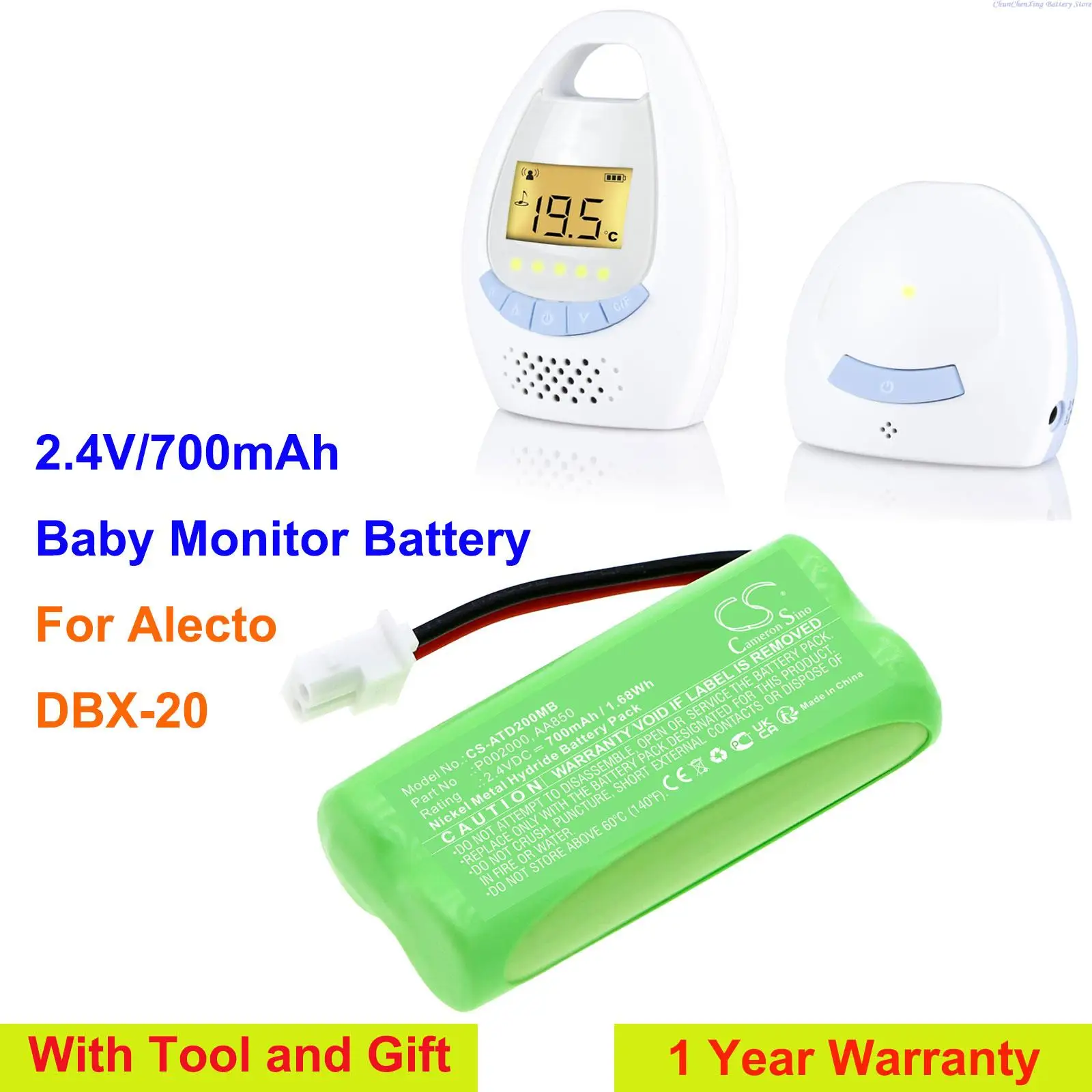 700mAh Baby Monitor Battery P002000, AA850 for Alecto DBX-20