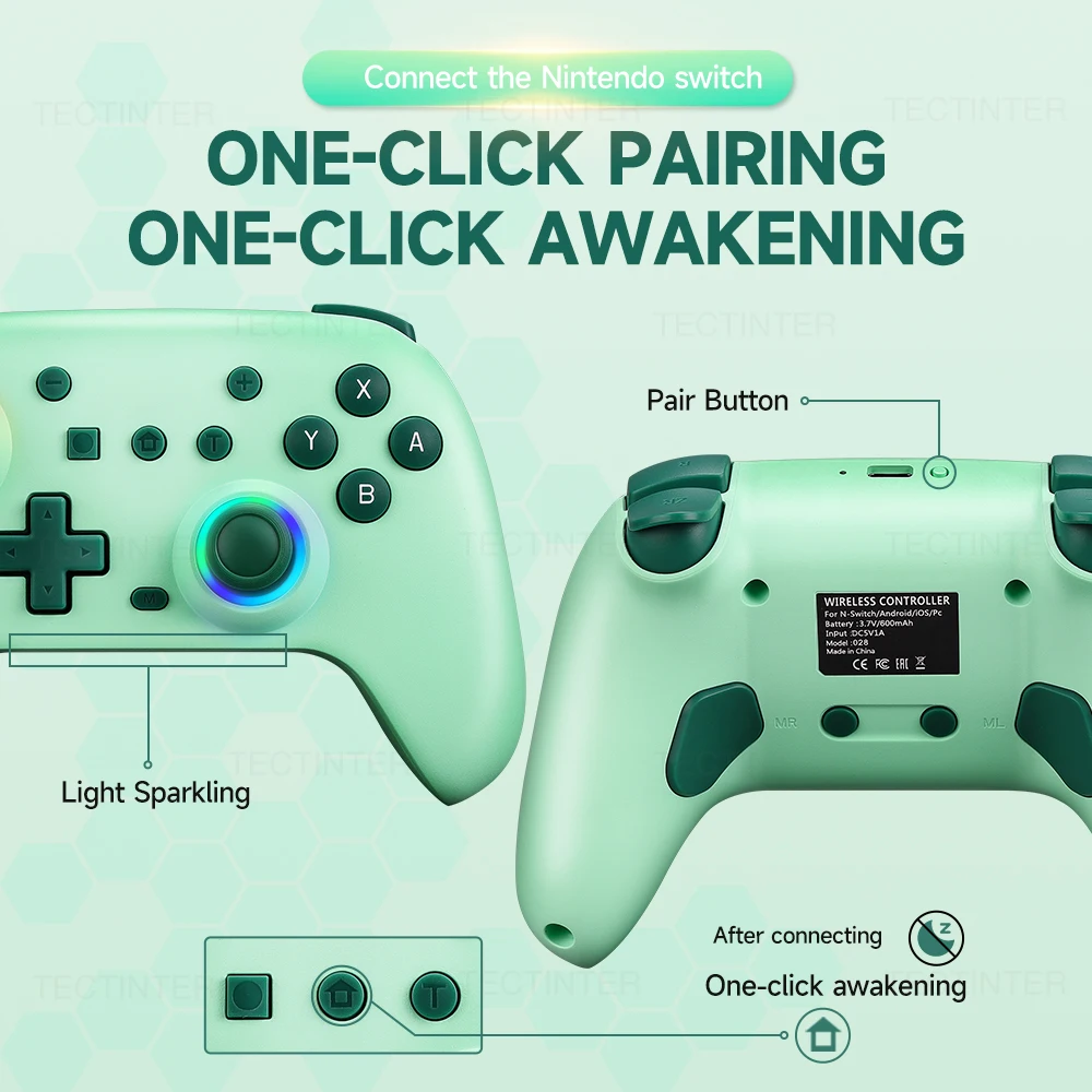 وحدة تحكم لاسلكية RGB لجهاز نينتندو سويتش/سويتش 2/ Steam/Android Gamepad PC Joystick Joypad Control مع وظيفة Turbo