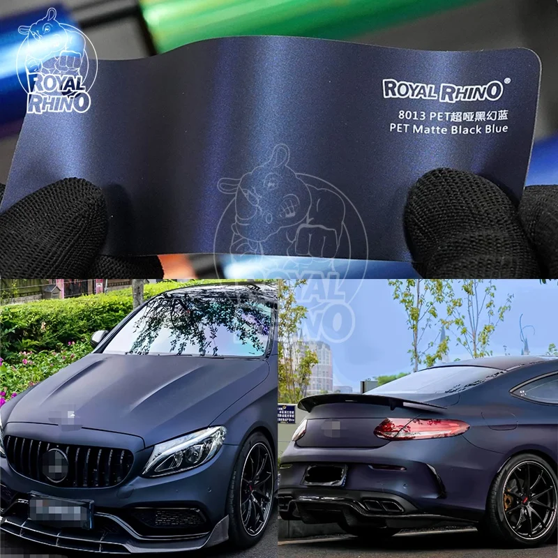 1.52x18m Color Change Film Premium Ultra Matte Black Blue metallic Color Changing Car Wrapping Vinyl Film Roll Car Film