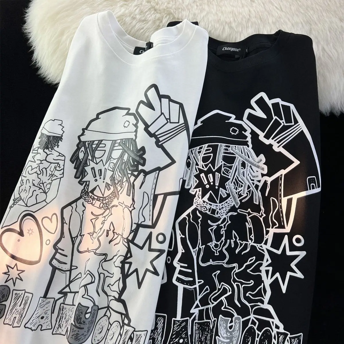 New Hip Hop Graffiti Comics Boy Anime T Shirts Men Cool Streetwear Graphic Tee Loose Oversized Cotton Tops Summer Kawaii Clothes