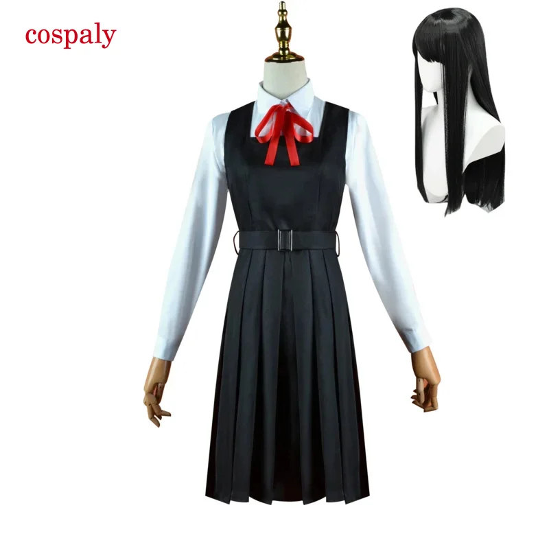 A Chainsaw man mitreally ASA cosplay costume shirt tie short wig neck ring women anime Halloween uniform