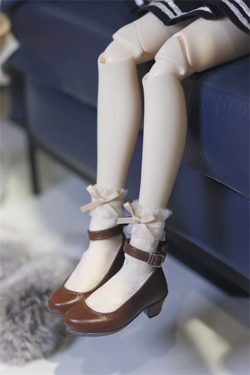 BJD Doll Shoes 1/4, MSD, Xiong Mei round head buckle small leather shoes BJD doll accessories