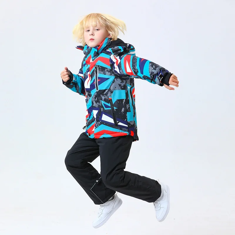 -30℃ Boy girl skiing suit waterproof 5 6 7 8 9 10 11 12 13 14 15 year old children's snow clothing Warm snowboarding Coat pant