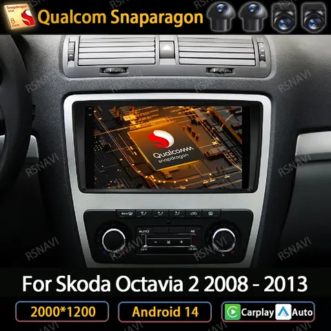 Skoda Octavia 2 A5 2004 - 2013 용 Android 14 차량용 라디오 멀티미디어 스테레오 비디오 플레이어 NAVI GPS Carplay Auto 4G WIFI 헤드 유닛