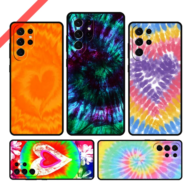 Heart Tie Dye Phone Case For Samsung Galaxy S20 FE S21 S10 S23 Plus S24 S22 Ultra Coque Note20 Note10 S9 S8 Cover Capa