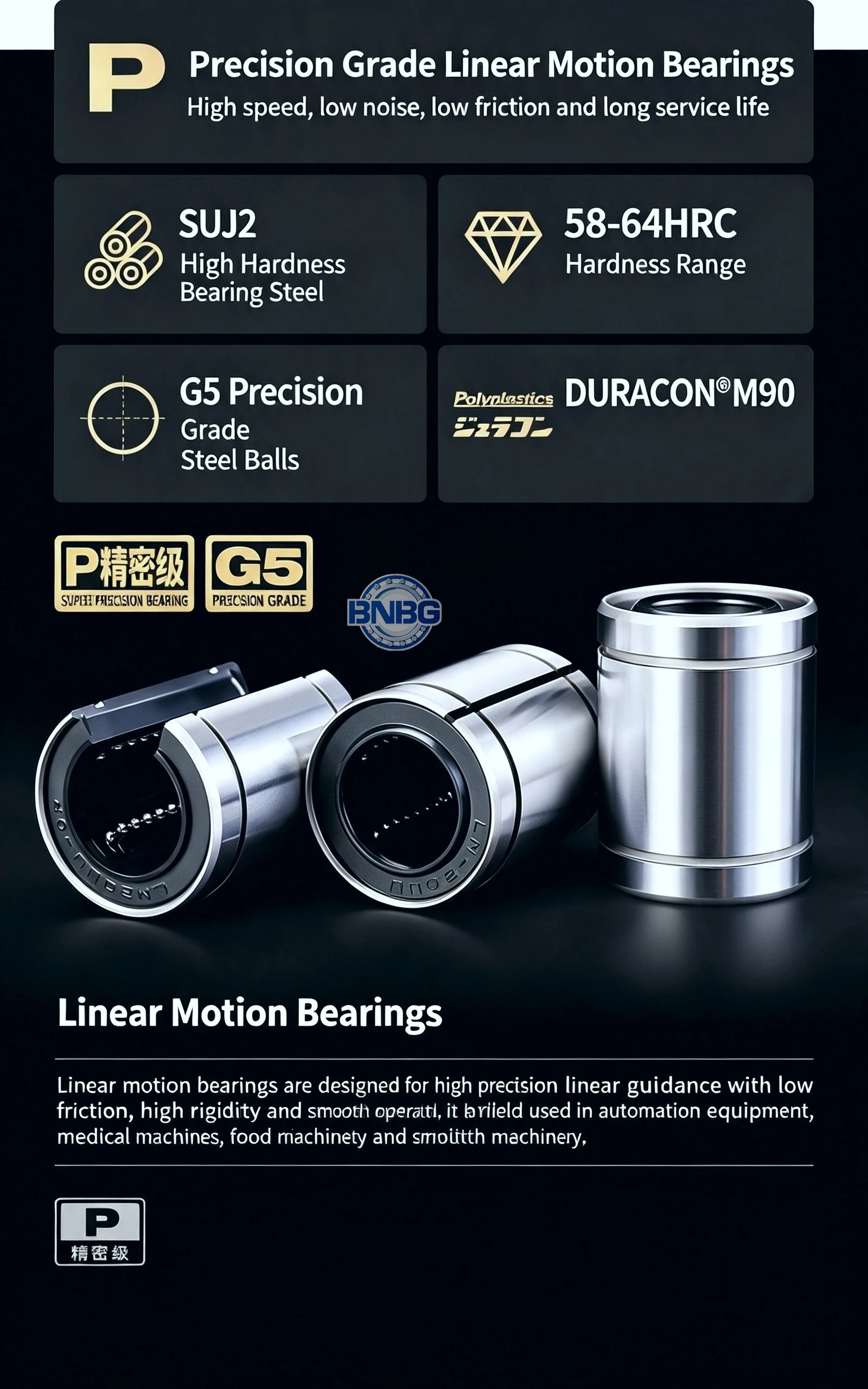 Bearing LM50UU LM60UU LM80UU LM40LUU LM50LUU LM60LUU LM80LUU LM50UU-OP LM60UU-OP CNC 3D Printer Automation Equipment Machine