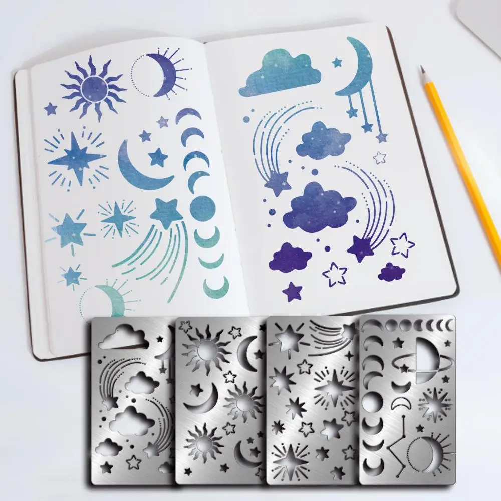 4Pcs Planet Pattern Custom 304 Stainless Steel Cutting Dies Stencils, for DIY Scrapbooking/Photo Album, Decorative Embossing,