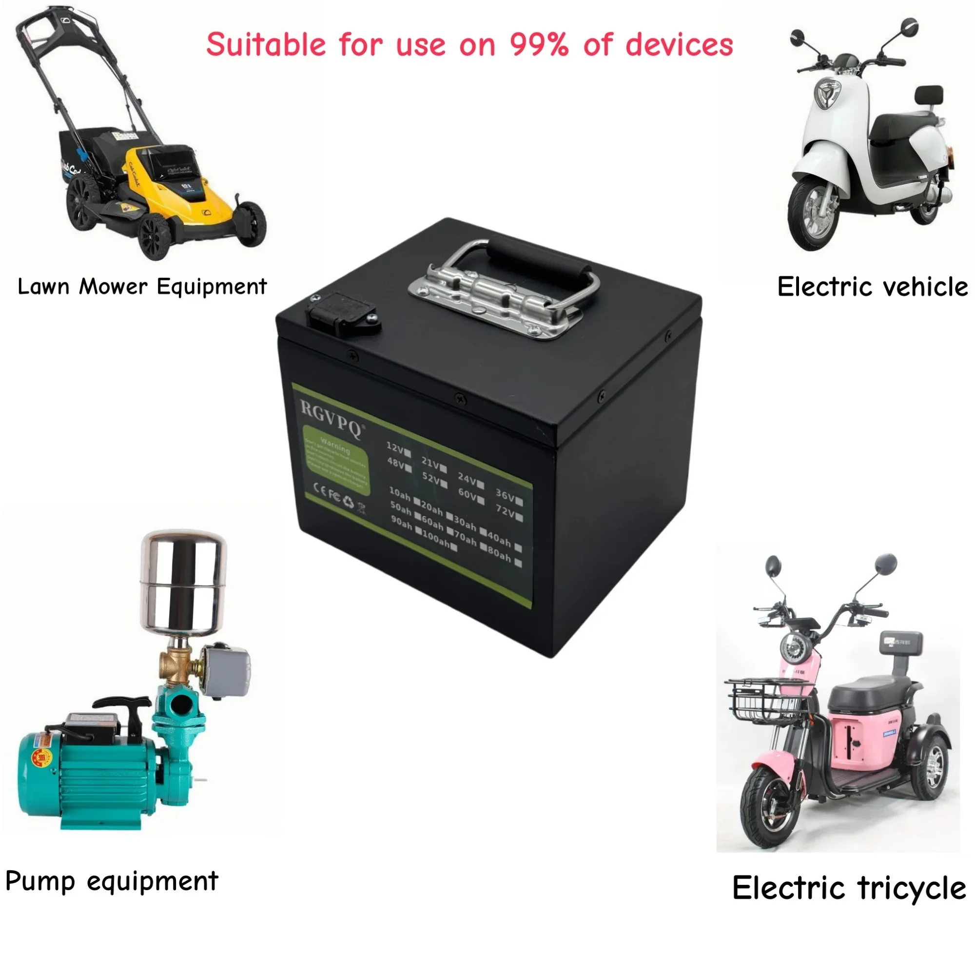 مركبة كهربية 60 فولت 18650 بطارية ليثيوم أيون، 20AH-50AH، مادة غلاف صندوق حديد، تطبيق 1000 وات-3000 وات