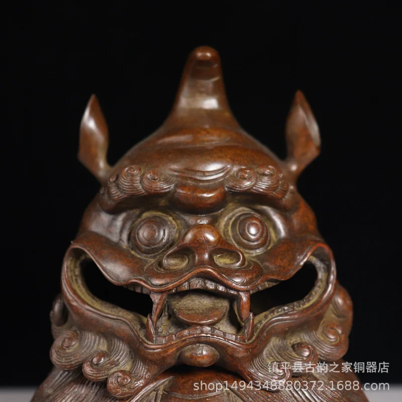 Pure Copper Suan Ni Brass Sky-Roaring Pixiu Auspicious Beast Incense Burner Ornament for Office Li