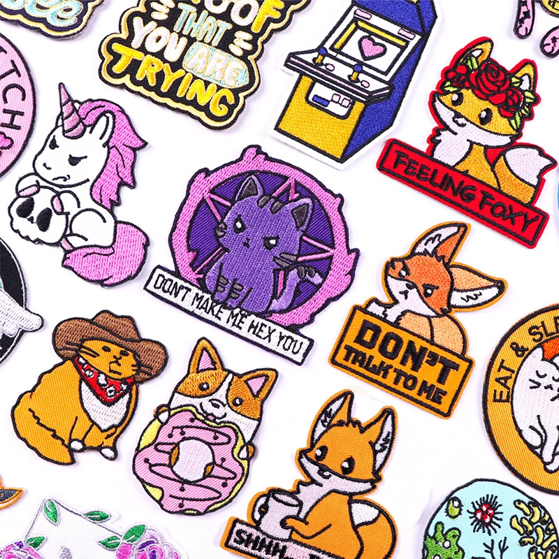 Cartoon/Embroidery Patch Iron On Patches For Clothing  Thermoadhesive Patches On Clothes Animal Patch Corgi Cat Stickers