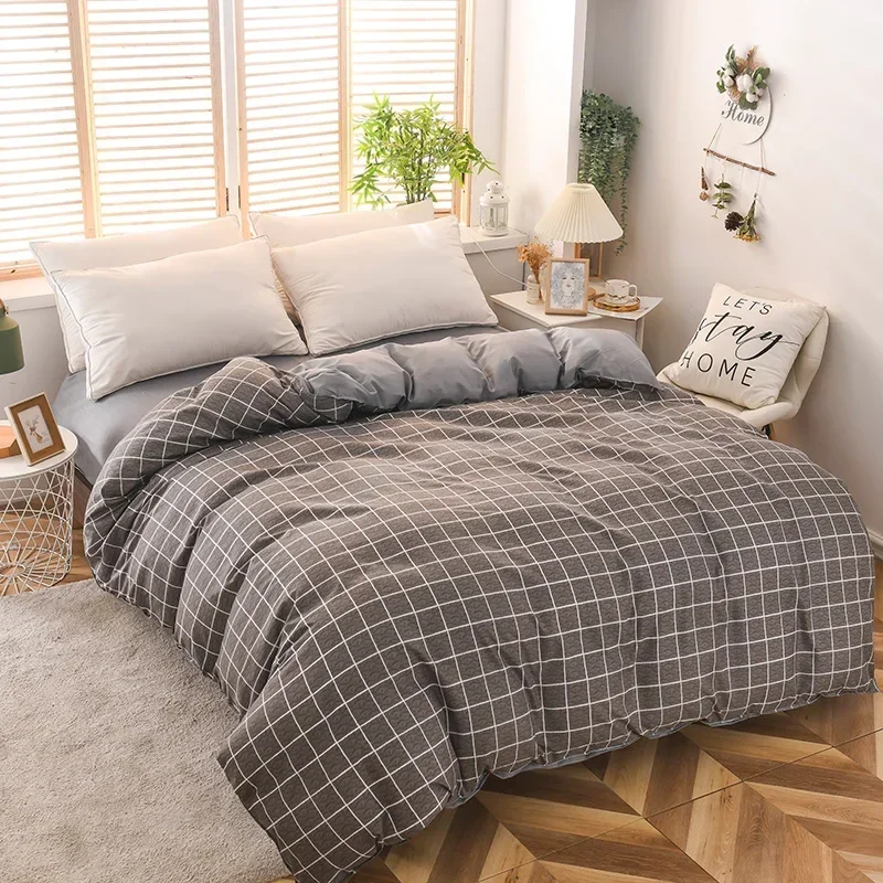 Check Pattern Duvet Cover 220x240/200x200/210x210,Double King Bed Quilt Cover 【No pillowcases】