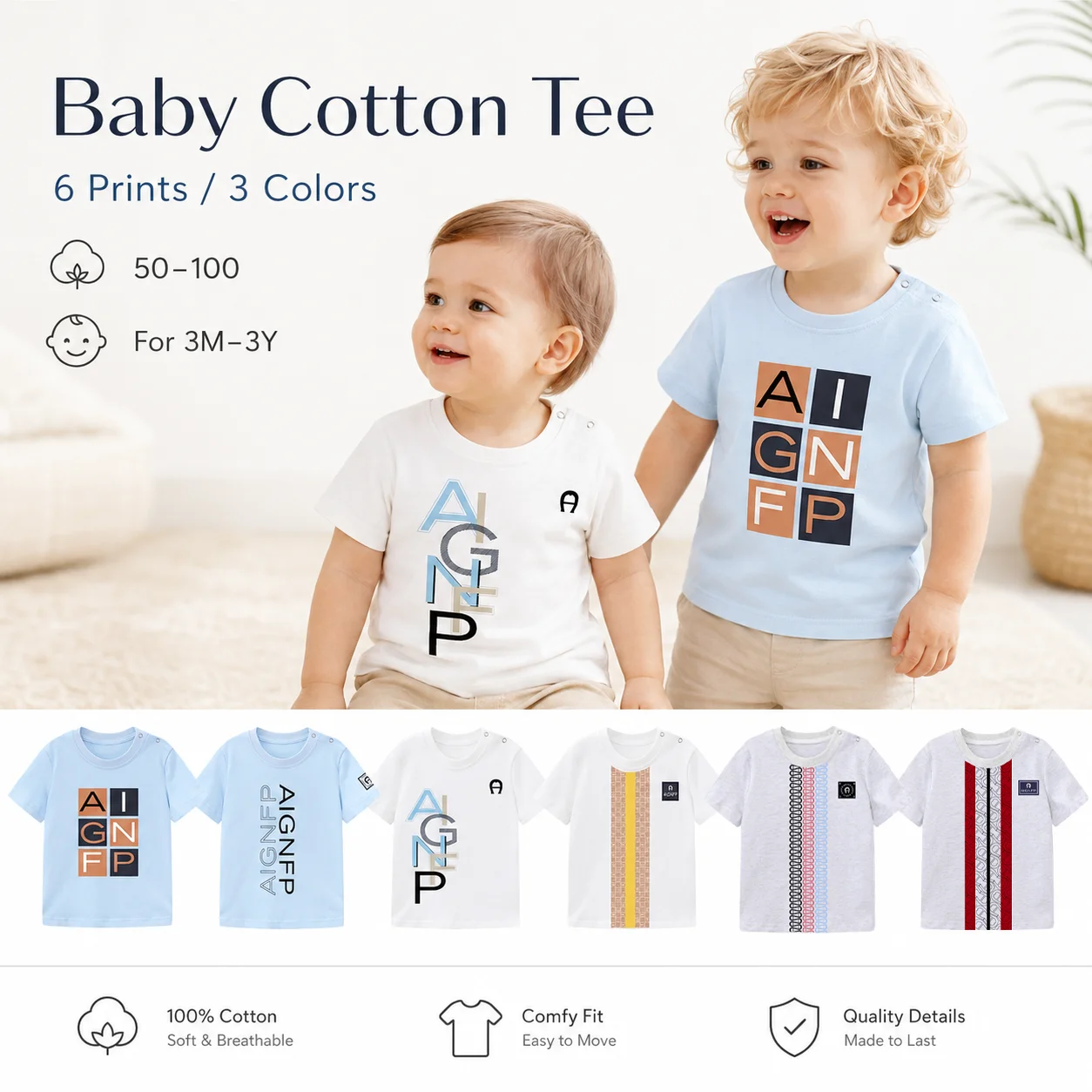 Trend baby t shirt Newborn summer clothes 2026 New Infant casual wear cute letter print Toddler boy T-shirt cotton short sleeves