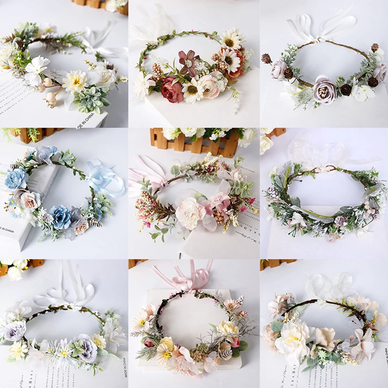 Sweet Flower Princess Headband For Women Girls Bohemian Style Hairband Wedding Bridal Bridesmaid Flowers Hair Accessories