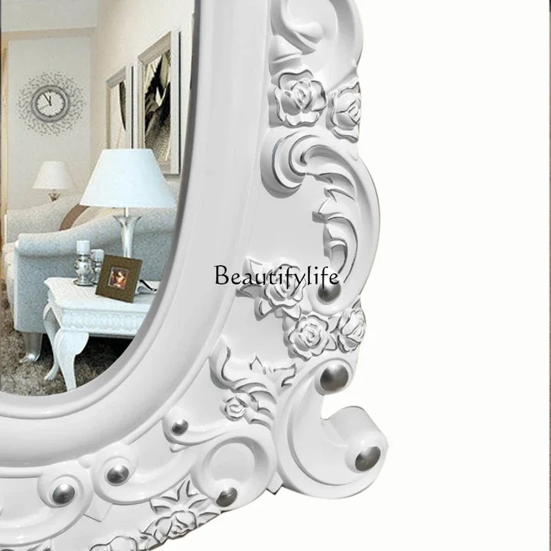European retro carved full body fitting mirror for home useL