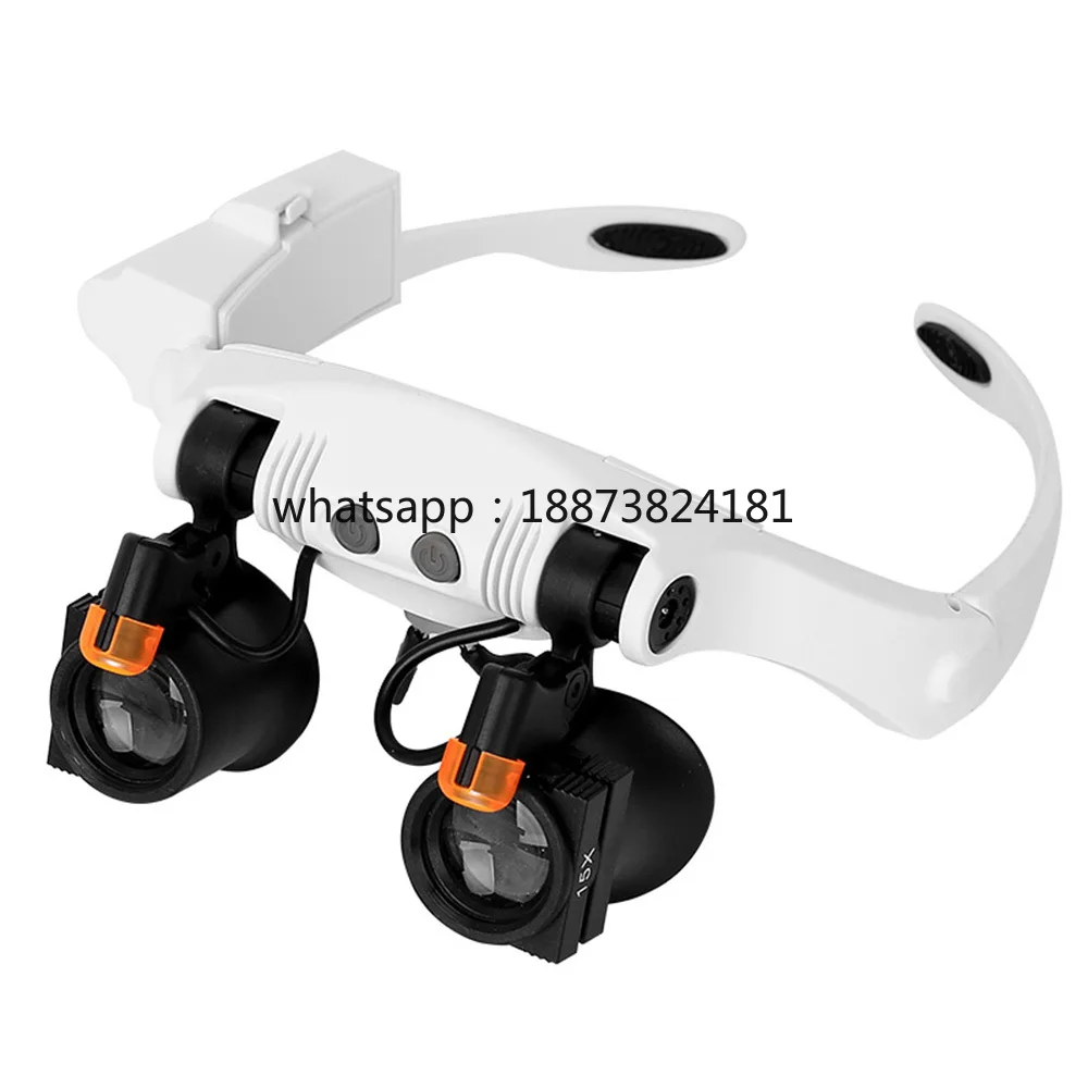 Magnifier Glasses 6 Lens Loupe Eyewear Magnifier With Led Lights Headband Lamp Led Magnifying Glasses fast shipping