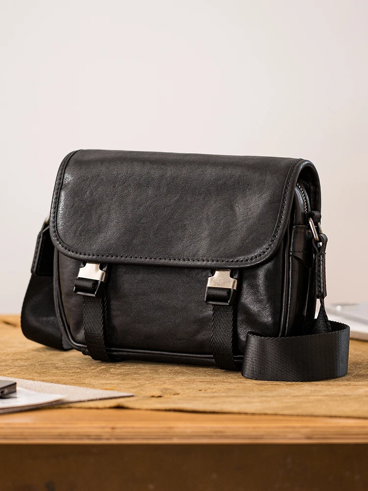 Outdoor casual high quality first layer cowhide men's small crossbody bag fashion travel luxury genuine leather shoulder bag