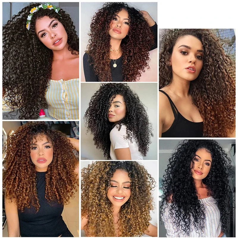 Sylhair Hair Extension 7PCS 20 inch Kinky Curly Clip In Hair Extensions Synthetic Long Soft Thick Hairpieces for Women Full Head