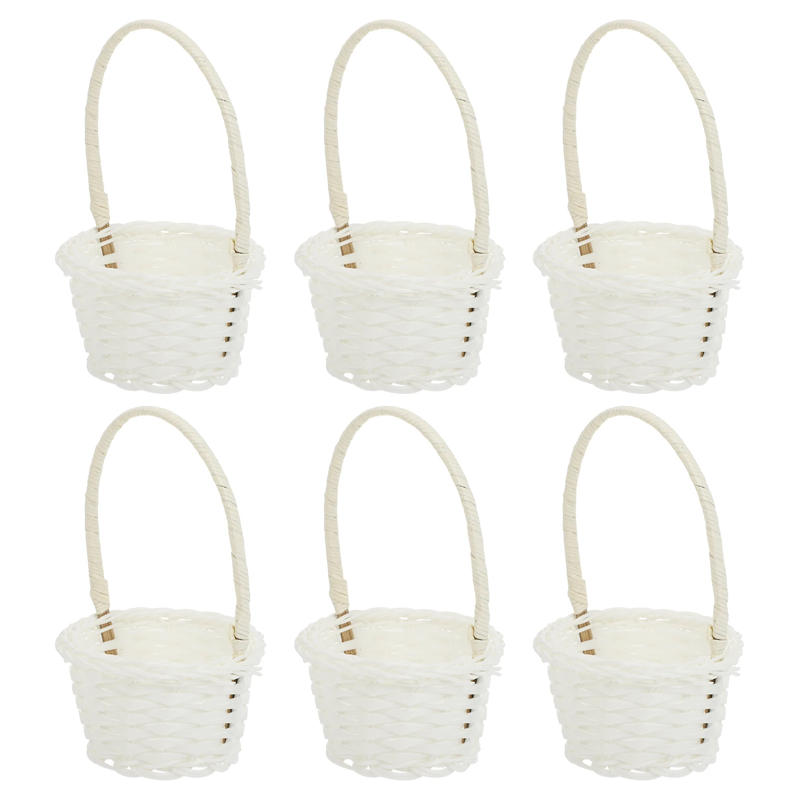 

6pcs Rattan Vegetable Basket Seagrass Outdoor Garden Bamboo Wicker Picnic Handmade Baskets Storage Home Decor Classic Style