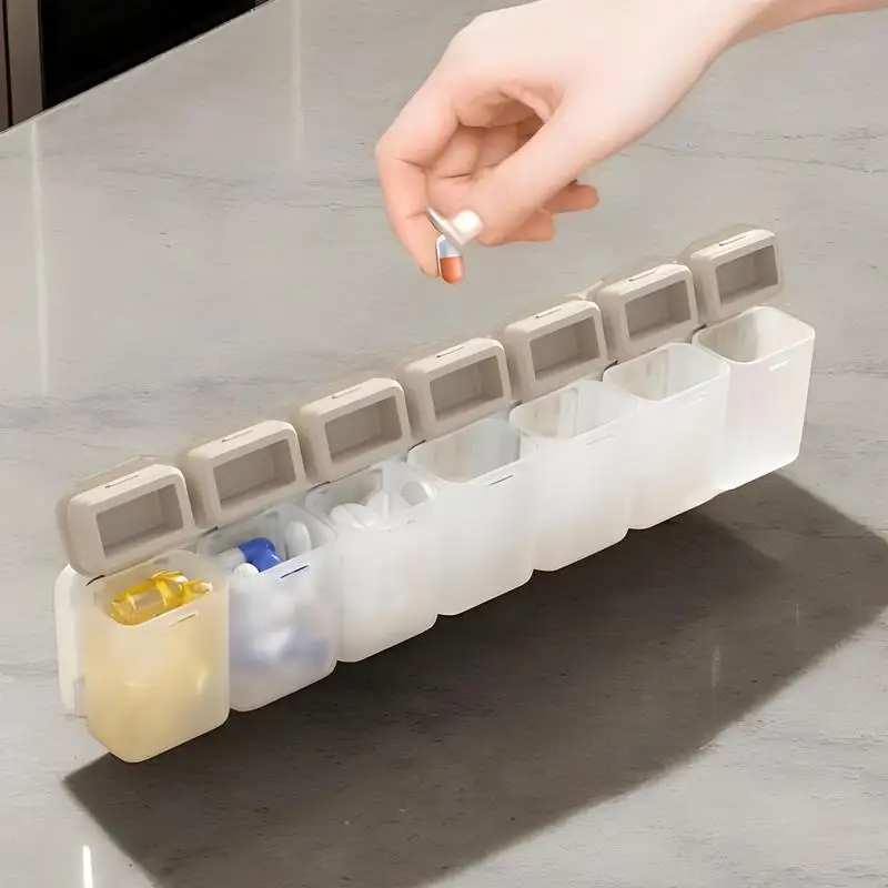 منظم حبوب الدواء، حامل حبوب منع الحمل لمدة 7 أيام، صندوق مكمل مغناطيسي محكم للأطفال وكبار السن والحيوانات الأليفة والأب والأم