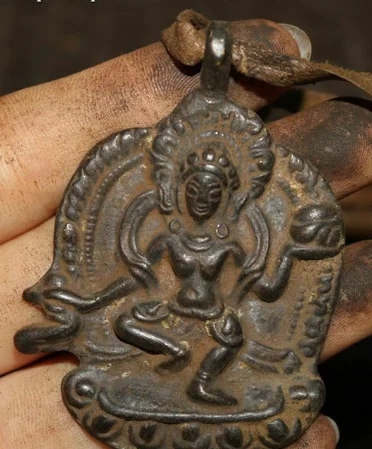 Old Tibet Bronze Buddhism Vajravarahi Dorje Phakmo Buddha Amulet Pendant Statue