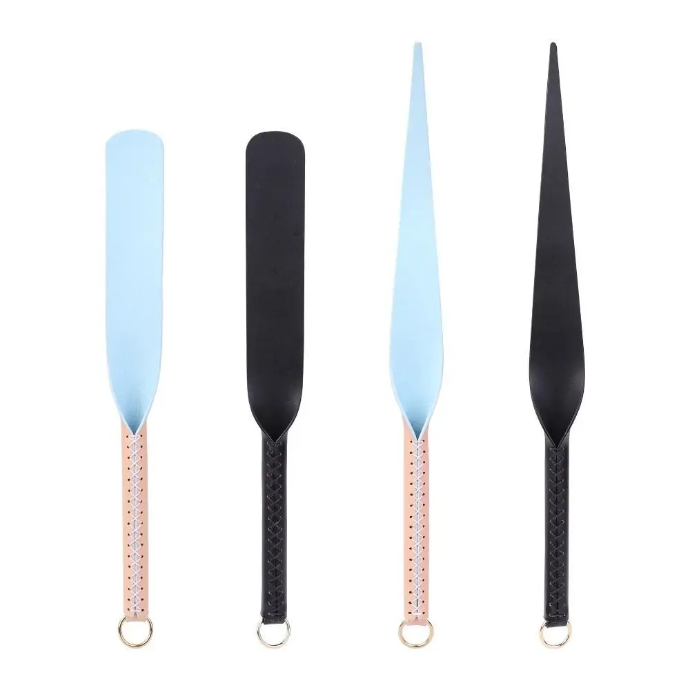 1Pcs Portable Horse Whip Genuine Leather Paddle Slapper Equestrian Training Pointer With Handle 46cm Racing Riding Crop