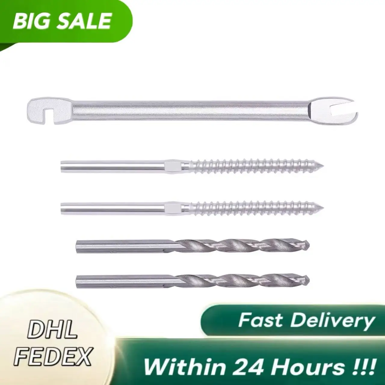 

70 Pack T316 Stainless Steel Right&Left Handed Thread Screws for Wood Post of 1/8" Steel Cable Railing Kit Cable RailingHardware