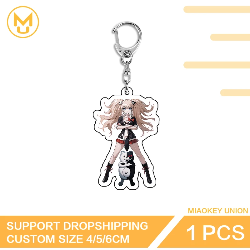 Enoshima Junko Beautiful Girl Creative Fashion Bear Double Sided Acrylic Keychain Exclusive Design Edgy Personal Hobby Toys