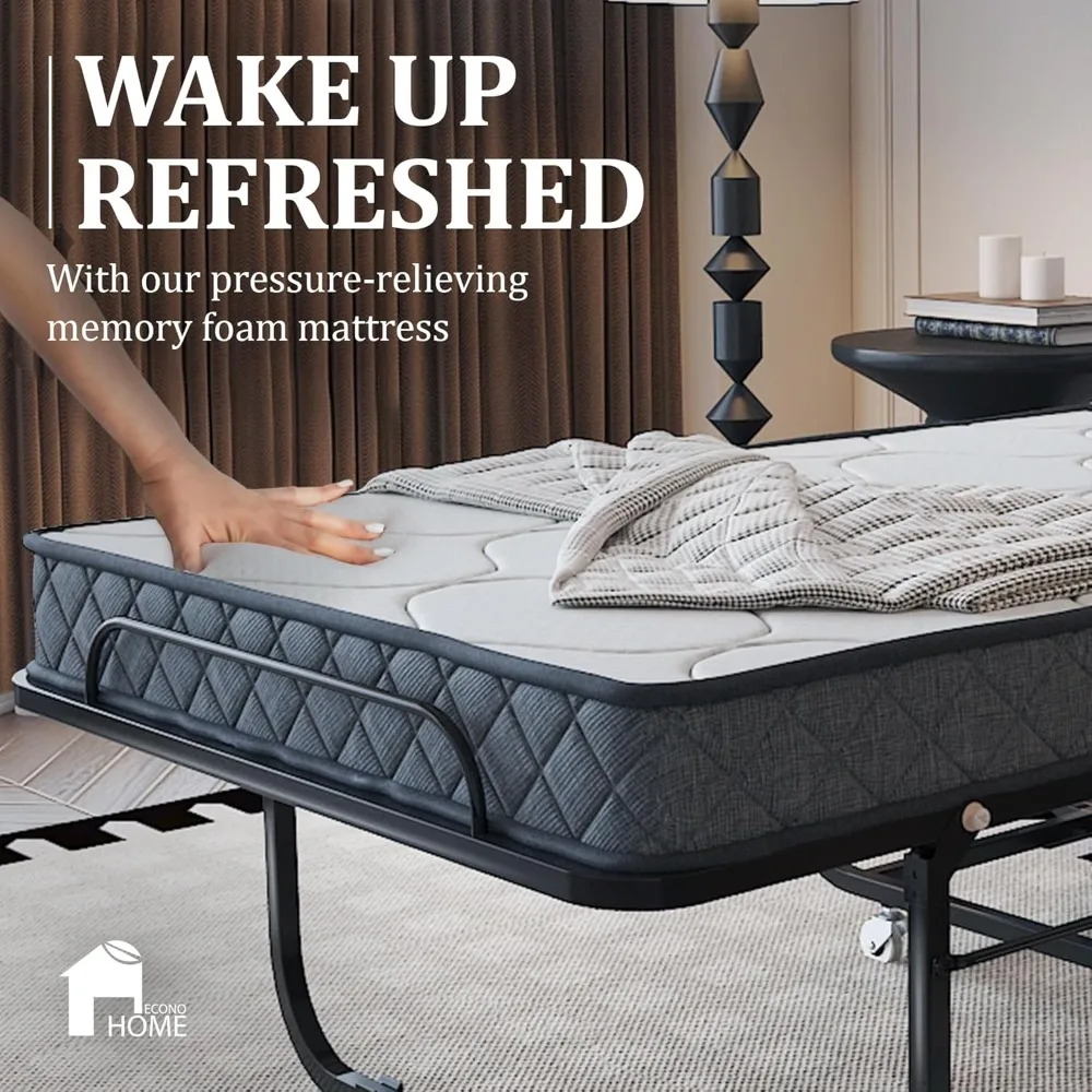 سرير فاخر قابل للطي مع مرتبة إسفنجية الذاكرة - إطار بحجم سرير أطفال 75 × 31 - سرير ضيوف محمول فاخر مع 5 بوصات