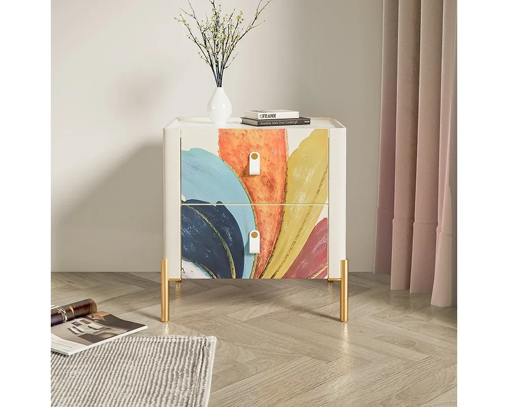Wanse playful bedside table ins wind bedroom creative hand-painted small cabinet bedside locker