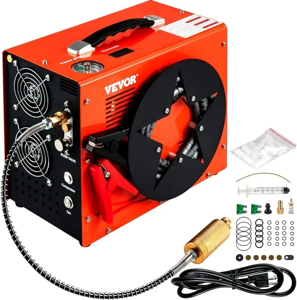 

PCP Air Compressor, Auto-stop Powered by DC 12V Car or Home AC 110V/220V, 4500Psi/30Mpa/300Bar