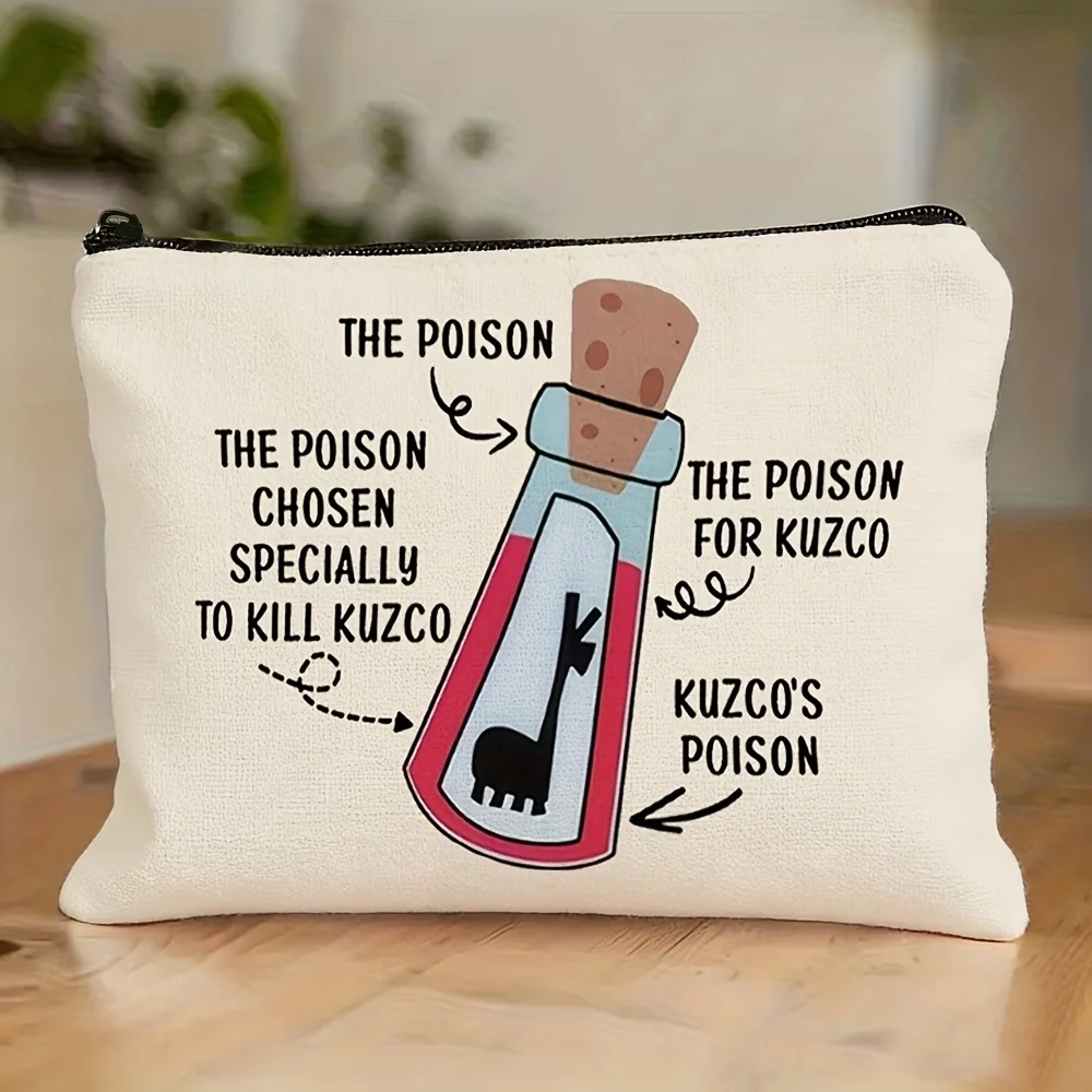 Portable textured fabric cosmetic bag with humorous 