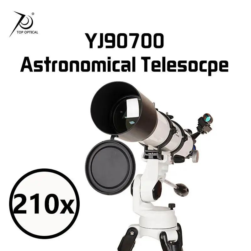 350x Magnification Refractor Telescope, 90mm Large-Aperture Aluminum Alloy Construction, For Professional Astrophotography