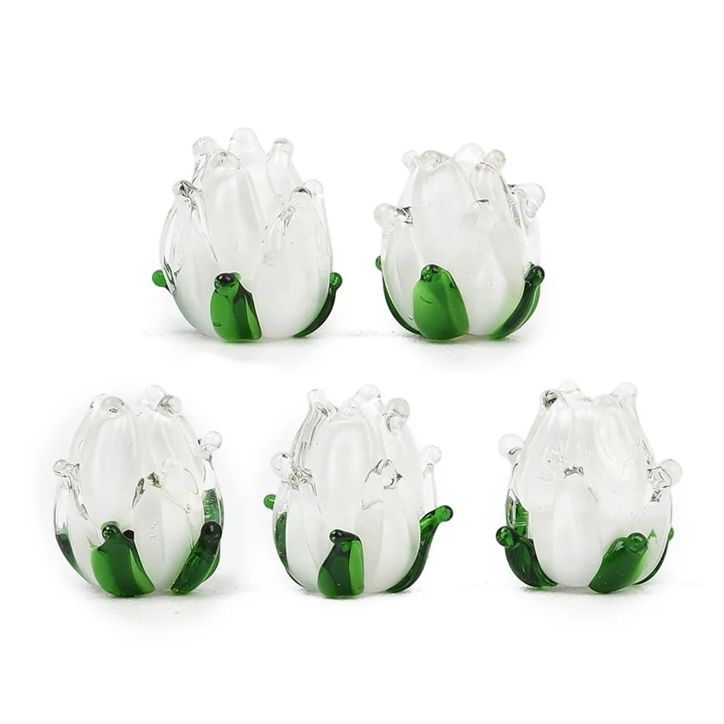 

20pcs Handmade Lampwork Tulip Flower Beads Charm Glass Loose Beads For Jewelry Making DIY Bracelet Earring Accessories