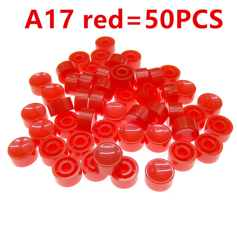 50PCS A17 3.2/3.4mm Plastic Tactile Switch Button Caps Push Key Caps Multicolor Concave 5.3*10mm for 6 * 6 Round Tact Switch