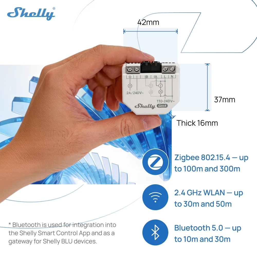 Shelly EM Gen4 Zigbee Domotica WiFi Smart Energy Matter Contactor Control Internal Memory Measurement And Configurable Alarm