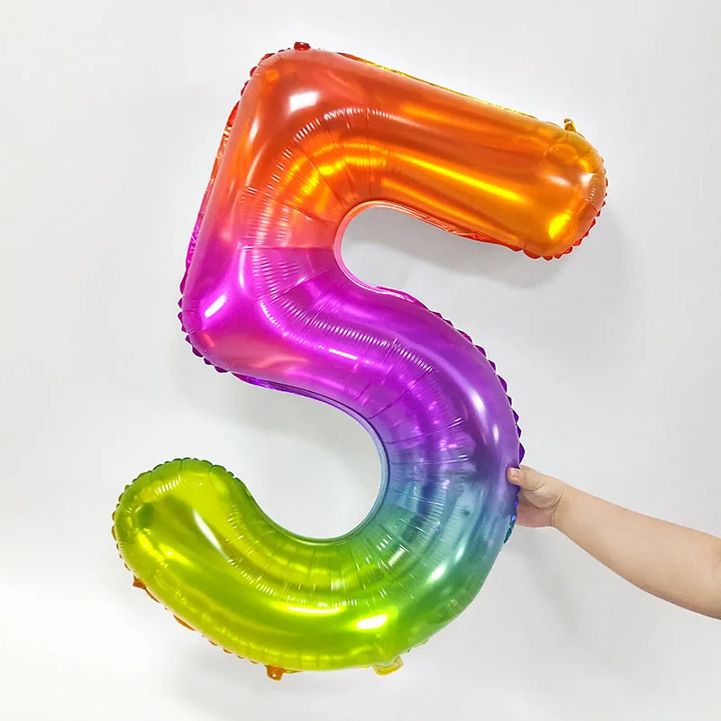 

40 Inch Aluminum Film Digital Balloon Rainbow Jelly Gradient Birthday Festival Wedding Anniversary Party Decoration Supplies